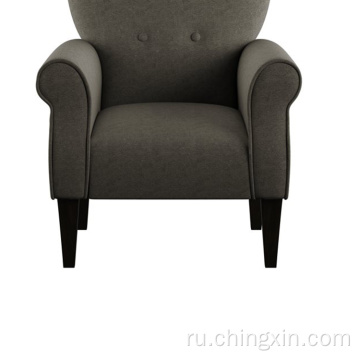 Высококачественная застегнутая коричневая ткань вооруженный стул акцента